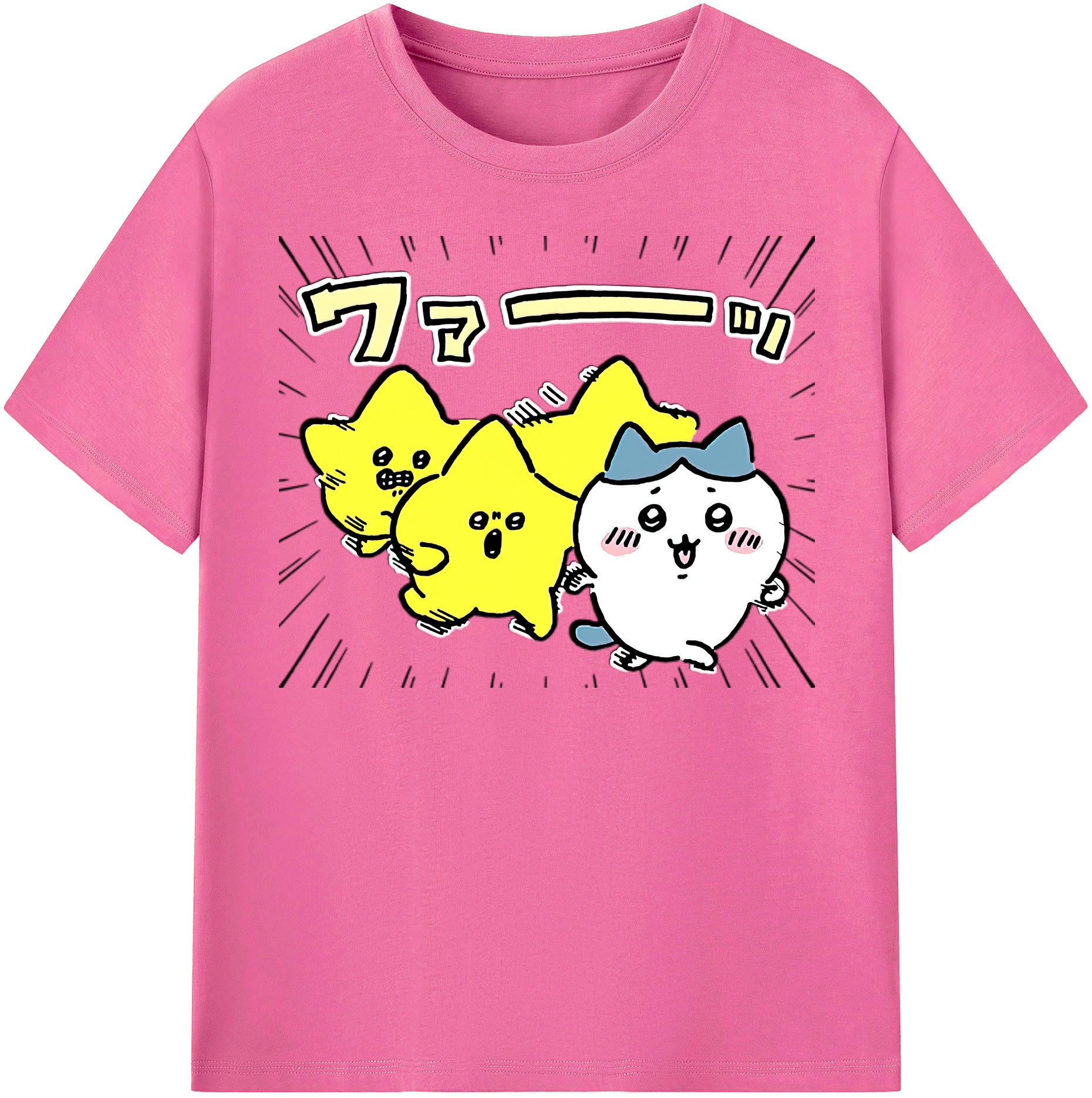 （画像用） ちいかわ 流れ星 Chii-kawa Shooting star レディースカジュアルプリントTシャツ（綿100％）